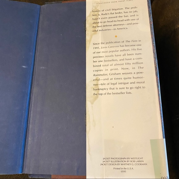 The Rainmaker by John Grisham, 1st Edition, 1st Printing, Hardcover Dustjacket - Picture 11 of 11